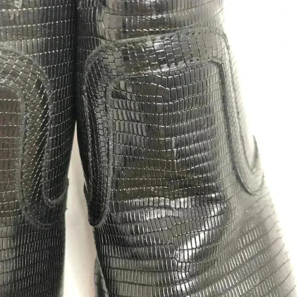Doucal's Vintage Crocodile Print Leather Luxury Designer Black Booties Pointed - Picture 7 of 13